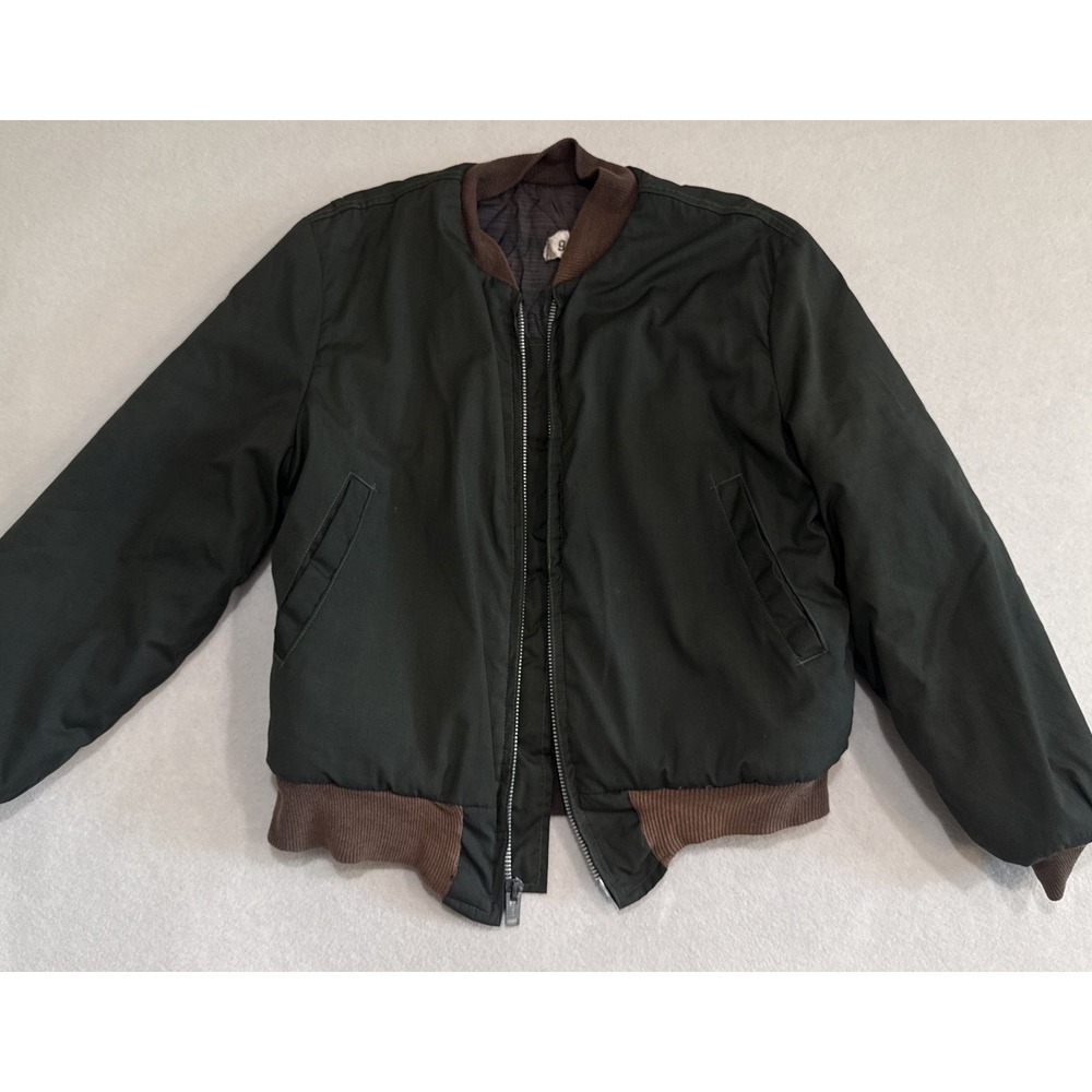 Vtg Military Tanker Style Jacket Civilian 1970s? Emar Zipper SZ Med Green Thick